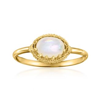 Ross-Simons Italian Mother-Of-Pearl Milgrain Ring in 14kt Yellow Gold
