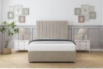Comfort Beds Tokyo Plush Divan Base No Drawers - 26 Headboard in Cream | Size: Small Single