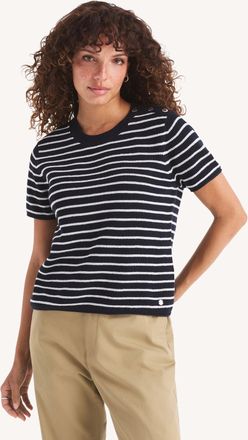 Nautica Womens Striped Short-Sleeve Sweater T-Shirt