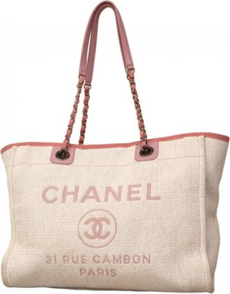 Chanel Pink Straw Tote Bag (Pre-Owned)