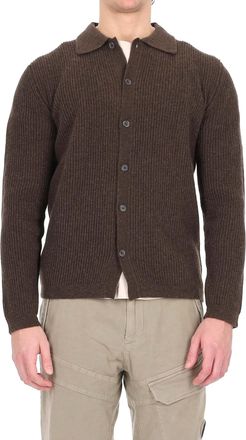 Barba Ribbed Wool Buttoned Shirt with Collar