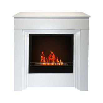 Dmora Dmora - Chimenea De Bioetanol Dstephanesing, Chimenea Ecol&oacute;gica, Hogar Sin Humo, Calefactor De Etanol, Made In Italy, 96x35 H96 Cm, Blanco