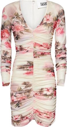 Silvian Heach Korte Jurk met Artistieke Print en Gedrapeerde Details - Dames - Feestkleedjes - Veelkleurig - XS - Kleedjes