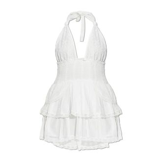 LoveShackFancy Summer Dresses, female, White, Size: M Deanna Halter Dress