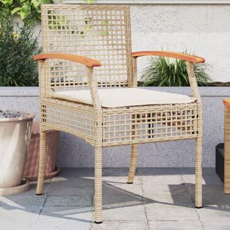 vidaXL Sedie da Giardino con Cuscini 2 pz Beige in Polyrattan e Acacia - Vidaxl