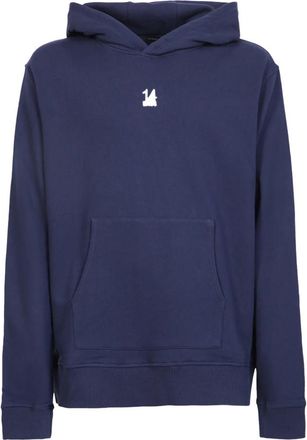 14Bros Blauwe capuchontrui voor mannen - Heren - Hoodies - Blauw - XS - Katoen - Hoodies & sweatvesten