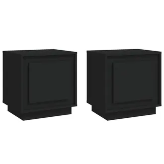 vidaXL Vidaxl - Mesitas De Noche 2 Uds Madera Contrachapada Negro 44x35x45 Cm