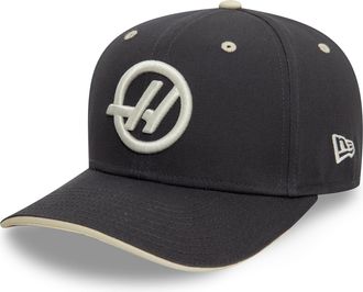 New Era Haas F1 9SEVENTY Baseball Cap, Dark Grey with Off White Logo, Seasonal Collection