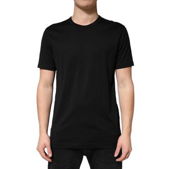 Dolce & Gabbana Black Cotton Crewneck Short Sleeve Mens T-Shirt