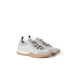 Miu Miu Tyre Technical Fabric And Suede Sneakers, Woman, Cloudy Gray, Size 38,5
