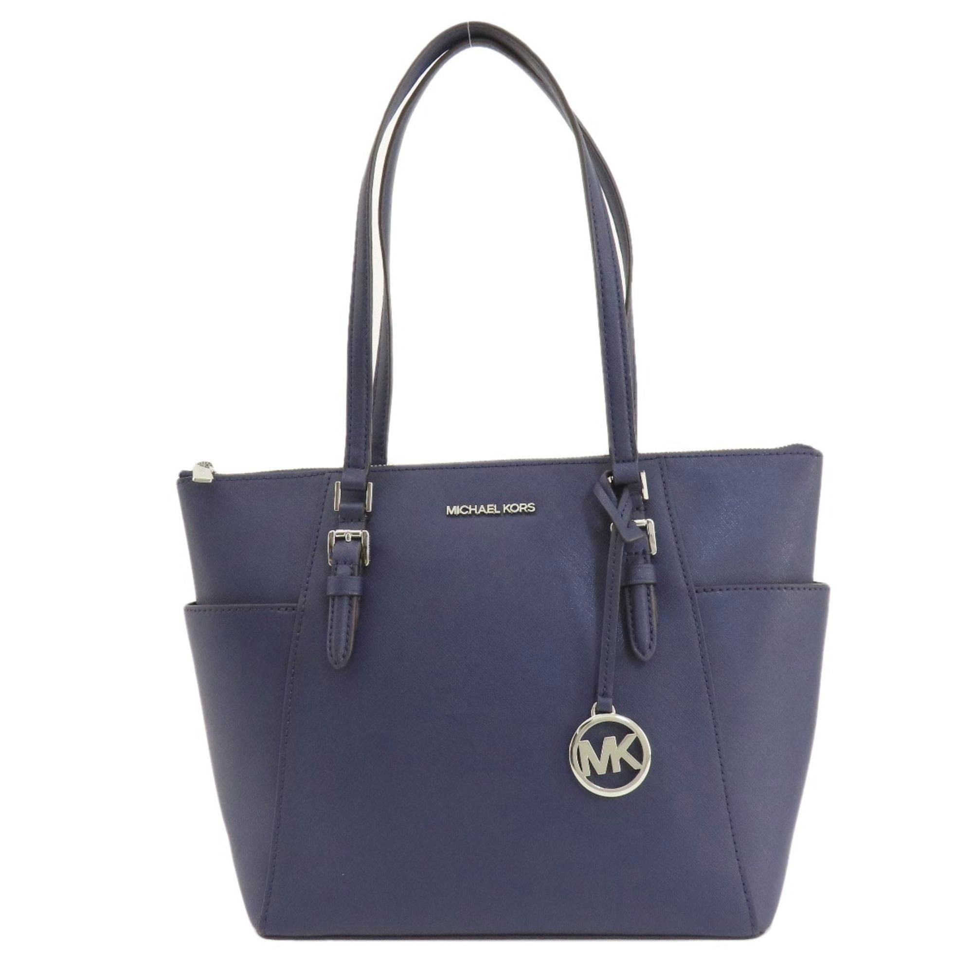 ★SHO★　MICHAEL KORS レザートートバッグ　ネイビー ☆SHO☆ MICHAEL KORS レザートートバッグ ネイビー 中古・古着通販