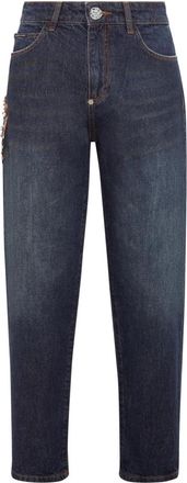 Philipp Plein Jeans Mom Fit Paisley - Dames - Loose Fit Jeans - Blauw - W26 - Katoen - Jeans