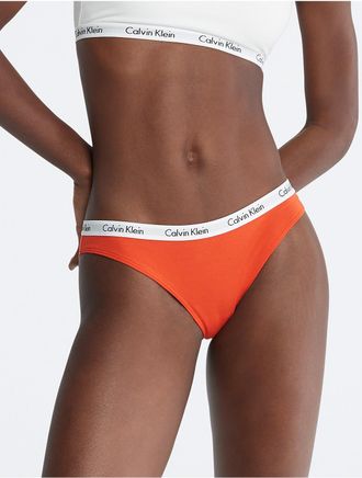 Calvin Klein Womens Carousel Logo Cotton Bikini - Orange - XS