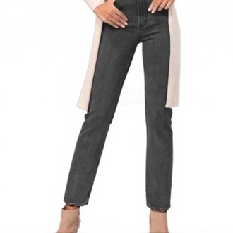 Abercrombie & Fitch Womens Ultra High Rise Ankle Straight Jeans In Black, Gray