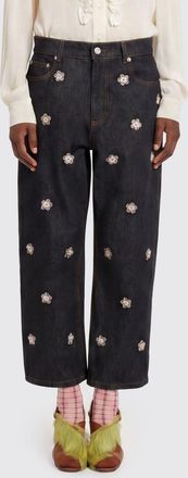 Marni Jeans in denim con ricami floreali
