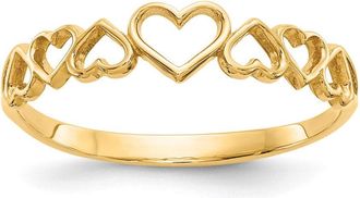 Diamond2Deal 14k Yellow Gold Hearts Ring