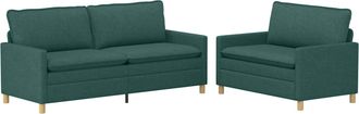 vidaXL Juego De Sof&aacute; 2 Uds. Verde Oscuro Tela Vidaxl