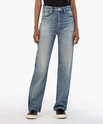 Kut from the Kloth Sienna High Rise Wide Leg Denim Jeans In Blue