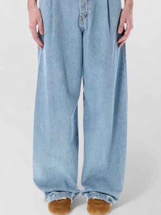 Dries Van Noten denim high-rise pleated wide-leg trousers