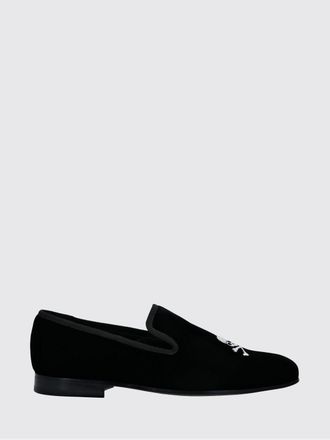 Philipp Plein Velvet Loafers with Embroidered Skull
