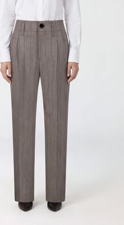 Ami Pantaloni sartoriali wide leg a righe in pura lana vergine a vita alta