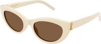 Saint Laurent Eyewear SLM115 Logo Cat-Eye Frame Sunglasses - Ivory