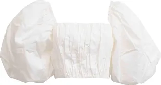 Aje Aje Puff-Sleeve Crop Top in White Cotton