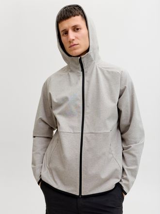 Jack & Jones Sweatshirt JACK & JONES JJEBASE SWEAT ZIP HOOD SN, Herren, Gr. XXL, light grau melange, angeraute Sweatware, Obermaterial: 75% Polyester, 21% Baumwoll
