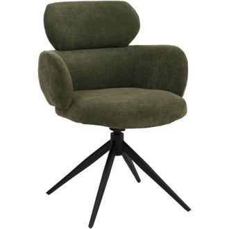 Hhg Hhg - Nunca Usado] Silla De Comedor 259, Silla De Cocina Tapizada, Giratoria Con Retorno Autom&aacute;tico, Tela (310 G/m&sup2;) Chenilla &Ouml;ko-tex, Verde Oliva