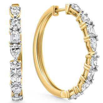 Pompeii3 1 - 5 Ct Multi Fancy Shape Diamond Hoops 14k Gold Lab Grown Womens Earrings
