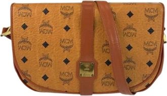 MCM Pre-owned Cross Body Bags, female, Brown, Size: ONE SIZE Pre-owned Leather Cross Body Bag