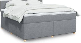 vidaXL Vidaxl - Cama Box Spring Con Colch&oacute;n Tela Gris Claro 180x200 Cm