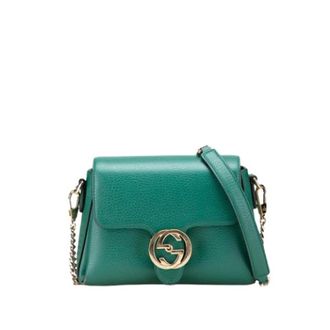 Gucci Pre-owned Cross Body Bags, female, Green, Size: ONE SIZE Pre-owned Vintage Leather Crossbody Bag