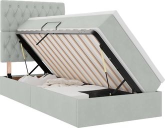 vidaXL Letto Con Contenitore E Materasso Grigio Chiaro 90 X 190 Cm Vidaxl