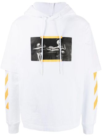 Off-white graphic-print layered hoodie - men - Cotton/Cotton/Elastane - S