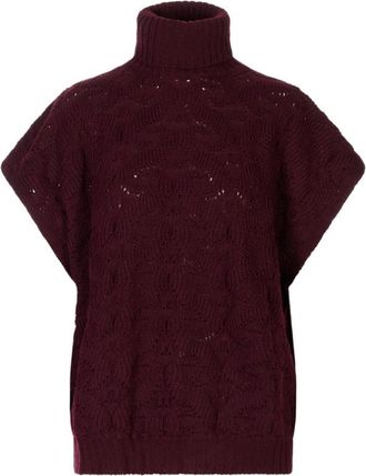 Etro Trui met col van wolmix - Dames - Coltruien - Rood - XS - Wol - Truien & Vesten