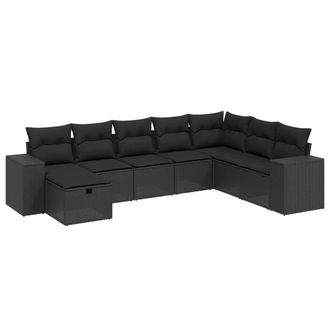 vidaXL Set Divani Da Giardino Con Cuscini 8 Pz Nero In Polyrattan Vidaxl
