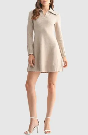 Mila Mae Whip Stitch Polo Sweater Dress in Taupe at Nordstrom Rack, Size X-Large