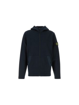 Stone Island Hooded Cardigan With Ribbed Texture And Button-Closure Pockets