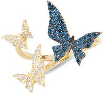 Lana Jewelry 14K Gold White & Blue Diamond Butterfly in Yellow Gold at Nordstrom, Size 8