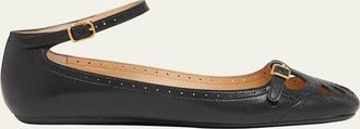 Chlo&eacute; Misty Cutout Leather Ballerina Flats