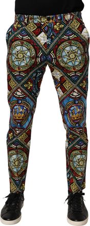 Dolce & Gabbana Multicolor Stained Glass Window Style Print Men Mens Pants