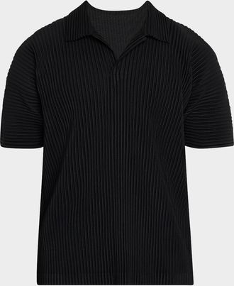 Homme Pliss&eacute; Issey Miyake Mens Pleated Polo Shirt