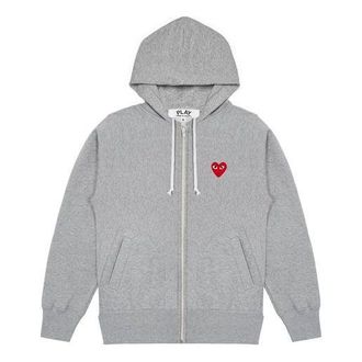 Comme Des Garçons Zip Hoodie Red Heart Emblem Grey AZ-T168-051-1