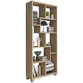 Dmora Libreria Veniano, Biblioteca Cassetti, 8 Ripiani, 68x25x161h cm Marrone