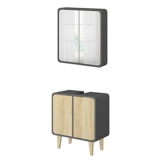 Vicco Conjunto De Muebles De Ba&ntilde;o Arla, Antracita/roble, 2 Partes