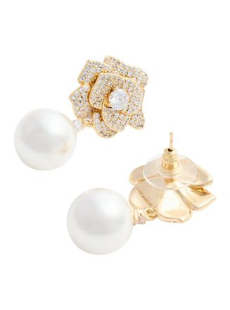 Self Portrait Womens Earrings Gold-Coloured Flower Silhouette Metallic Metal