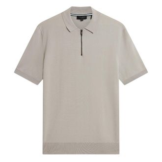 Ted Baker Daldin Rayon Zip Mid Grey Polo Shirt