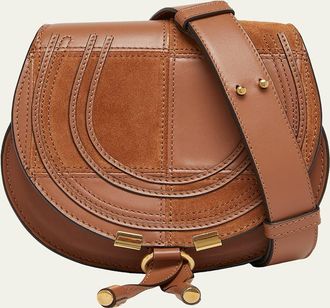 Chlo&eacute; Marcie Medium Saddle Crossbody Bag in Patchwork Leather
