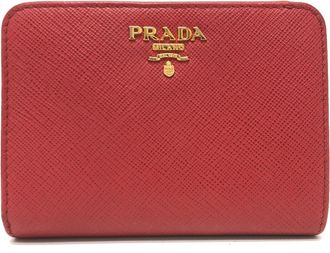 Prada Red Leather Wallet (Bi-Fold) (Pre-Owned)